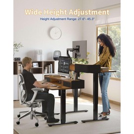YIHAYO Electric Standing Desk with Drawers, 40 x 24 Inches Adjustable Desk with Storage Shelf, Stand Up Desk with Splice Board, Computer Table for Home Office, Black Frame/Rustic Brown Top