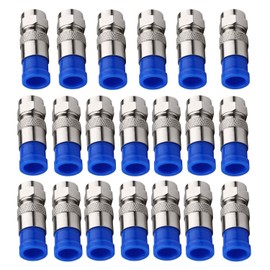 ESUMIC® RG6 F Type Connector Coax Coaxial Compression Fitting, Coax Adapter Pack of 20 (Blue)