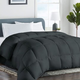 COHOME King 2100 Series Down Alternative Comforter - Quilted Duvet Insert with Corner Tabs All-Season - Soft Warm Luxury Hotel Comforter - Reversible - Machine Washable - Dark Grey