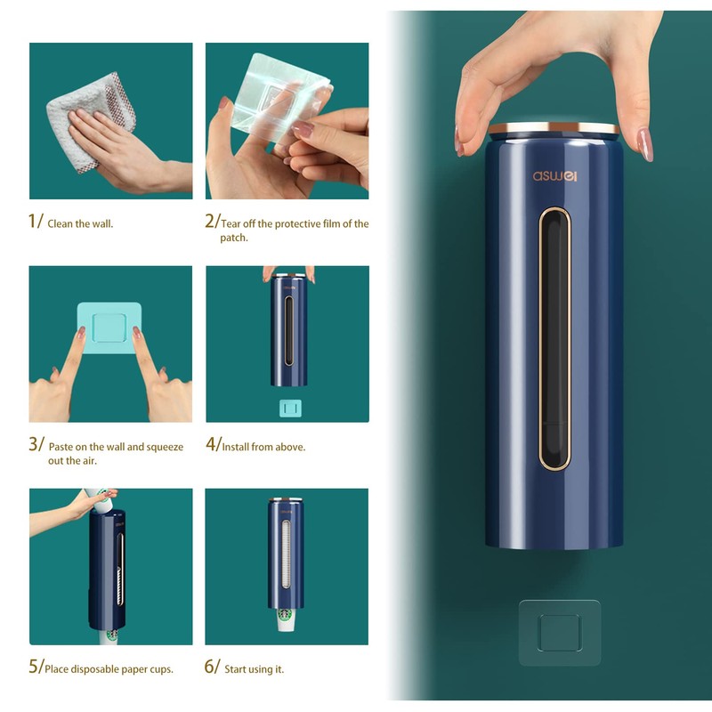 JEEZAO Cup Dispenser Wall Mounted,Water Cup Holder Dustproof Plastic for