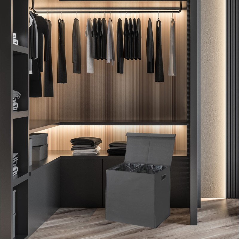 Simple Houseware Double Laundry Hamper with Lid and Removable Laundry