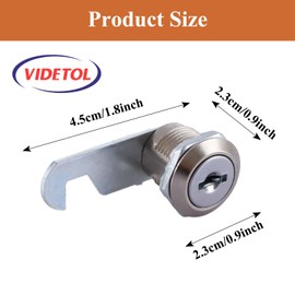 VIDETOL 16 Pack Security Cam Lock, 16mm Cabinet Locks with 32 Keys, Each Key is Different, Security Locker Locks for Cupboard, Drawer, Wardrobe, Letter Box and Toolbox