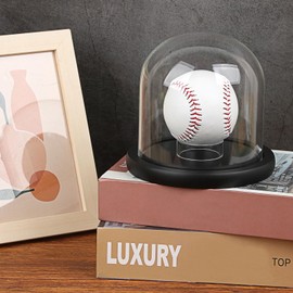 Hipiwe Baseball Display Case, Glass Softball Case with Wooden Base for Display Tennis Ball Baseball Golf, Memorabilia Ball Display Box Sports Ball Storage Collections Box