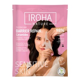 IROHA NATURE – Gesichtsmaske zur Barrierereparatur | Intensive Feuchtigkeitsversorgung und Schutz | Mit Ceramiden, Peptiden und Probiotika | Gesichtsmaske für empfindliche Haut