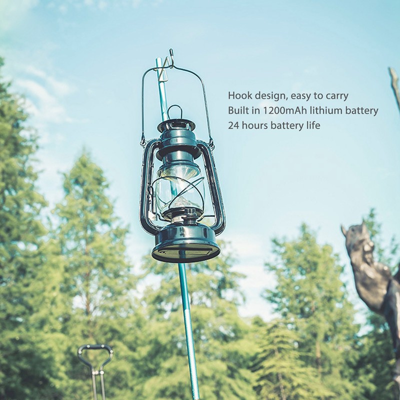 Vintage Camping Lantern 24h Battery Life USB Charging Detachable Lampshade