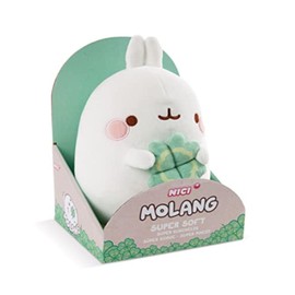 NICI Molang Cuddly Toy with Clover Leaf 24 cm - Super Soft Plush Toy in Gift Box, Stuffed Toy for Cuddling and Playing, for Children and Adults, 48875, Great Gift Idea, White, 24 cm