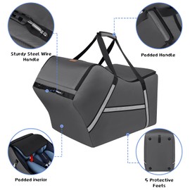 Infant Car Seat Travel Bag for Airplane Compatible with All Nuna Pipa Car Seat and Base,Chicco KeyFit 30 and Base, Padded Car Seat Bags for Air Travel,Car Seat Gate Check Bag with Side Pocket, Gray