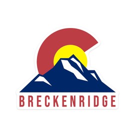 Die Cut Sticker Breckenridge, Colorado, Flag and Mountain, Contour Vinyl Sticker 3 to 6 inches, (Waterproof Decal for Cars, Water Bottles, Laptops, Coolers), Large
