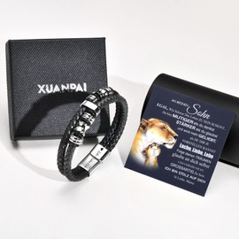 Men's Leather Bracelet Son Gift from Mum - Bracelet for My Son Birthday Gift Gifts for Teenager 18th Birthday Boy Azubi Gift Courage Gift, Stainless Steel