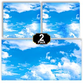 Aheroi Light Covers, 2 Pcs 4 x 2 Feet Fluorescent Light Covers, 10 Magnets Magnetic Light Cover for Ceiling Lights Drop Ceiling Cover, Light Filters Fixture Replacement Globes & Shades(Cloud Blue Sky)