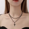 CQQNIU 1 Cross Necklace and 1 Star Necklace, Double Layer
