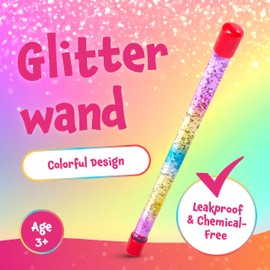 Tiwoca Children's Magic Wand Colourful Glitter Wand with Liquid 30 cm - Stylish Children's Costume Accessory for the Little Princess, Fairy or Wizard - Magic Wand Glitter