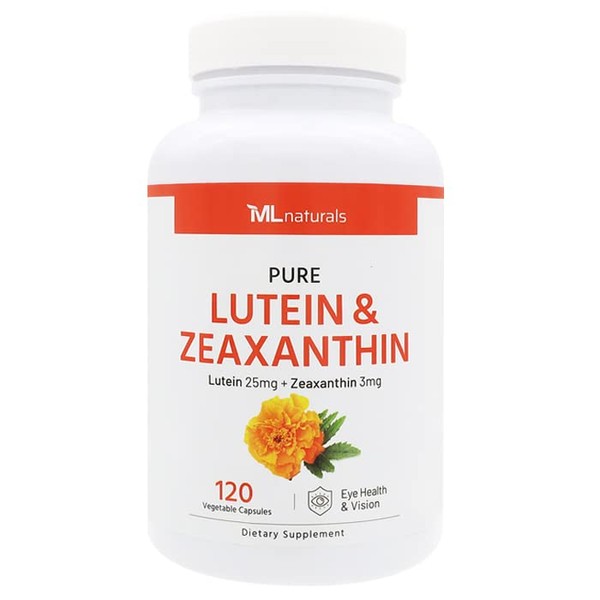 Pure Lutein & Zeaxanthin 120 Vegetable Capsules. All-Natural, Lutein 25