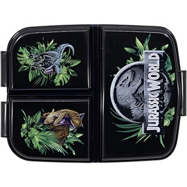 ILS I LOVE SHOPPING School Lunch Box with 3 Compartments, Plastic Lunch Box for Children, BPA-Free for Jurassic World
