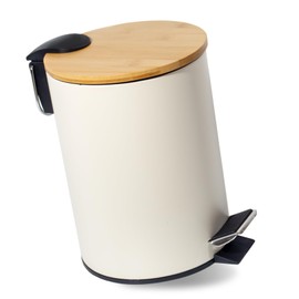 GREELUE 3L Metal Cosmetic Bin, Bathroom Bin with Lid, Bathroom Bin with Soft-Close Mechanism (Beige 3L)