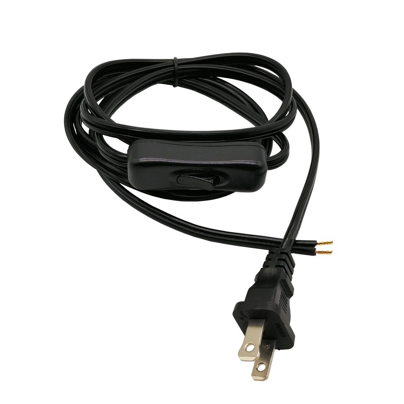 BCQLI Lamp Cord has Button Switch,Plug,Stripped Ends Ready for Wiring,6