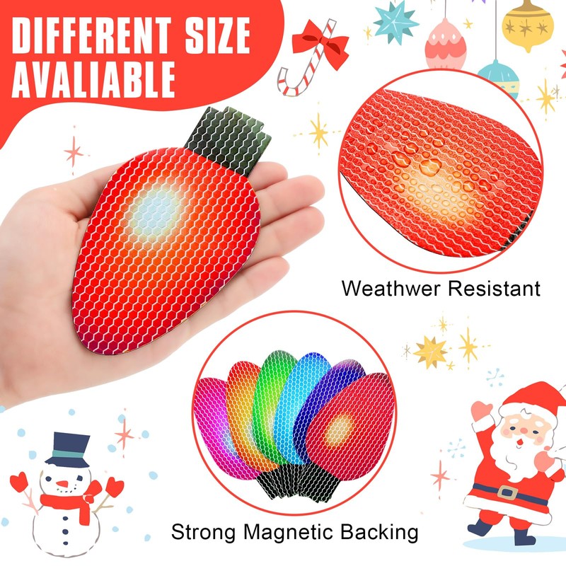 Outus 270 Pcs Christmas Car Magnets Lights Stickers Reflective Bulb