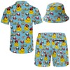 Mens 2 Piece Hawaiian Shirt Set Outfit and Compression Liner