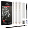 Brusarth White Charcoal Pencils Set - 12 Piece Sketch Highlight