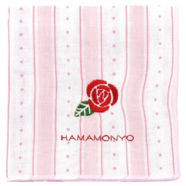 [濱文様] リバーシブルガーゼハンカチ ロマンボーダーとバラ
