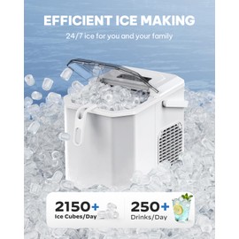 Silonn Ice Maker Countertop,Self-Cleaning Ice Makers with Basket and Scoop,9 Cubes in 6 Mins, 26 lbs per Day, Ideal for Home,Kitchen,Camping,RV,White