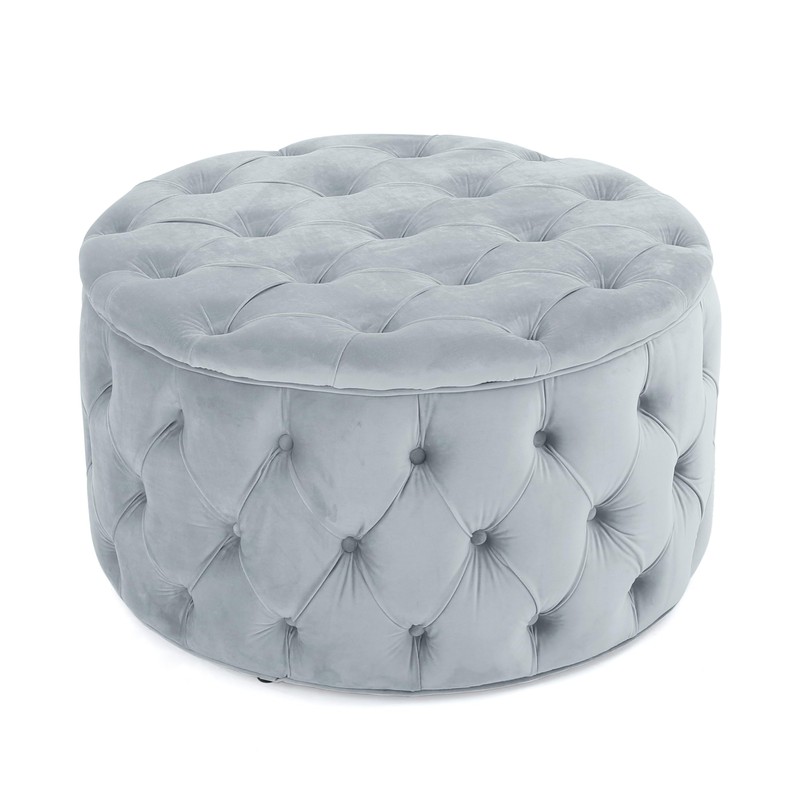 YLIEHS Luxurious Light Grey Velvet Ottoman for Living Room, Versatile
