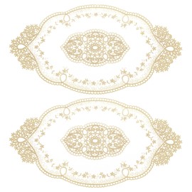 sourcing map 2Pack Retro Lace Placemat 11x20-in Oval Embroidered Table Place Mats French Crochet Doilies Coasters Cup Mat for Home Wedding, Coffee