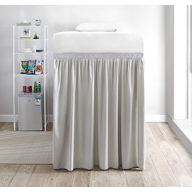 Extended Dorm Sized Bed Skirt Panel with Ties (1 Panel) - Silver Birch (for Raised or lofted beds)