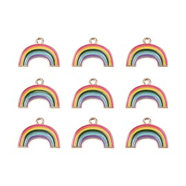 Airssory 10 Pcs Colorful Rainbow Pendants with Enamel Golden Plated Charms Bulk for Jewellery Making DIY Craft - 24mm