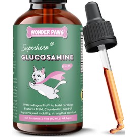 Premium Liquid Glucosamine for Cats – with Collagen, Glucosamine, Chondroitin, MSM, Taurine & Hyaluronic Acid – Cat Joint Support, Mobility & Flexibility - Hip & Joint Cat Supplement – 2oz