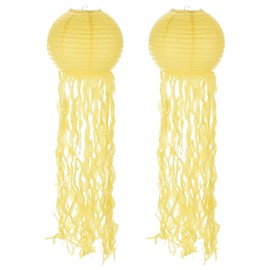 PATIKIL 31x10inch Paper Lanterns, 2Pcs Jellyfish Hanging Decorative Lantern for Party Decorations Birthday Wedding Bridal Showers Decor Supplies, Yellow