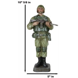 Military Battlefield Marine Army Soldier Standing On Guard With Rifle Figurine