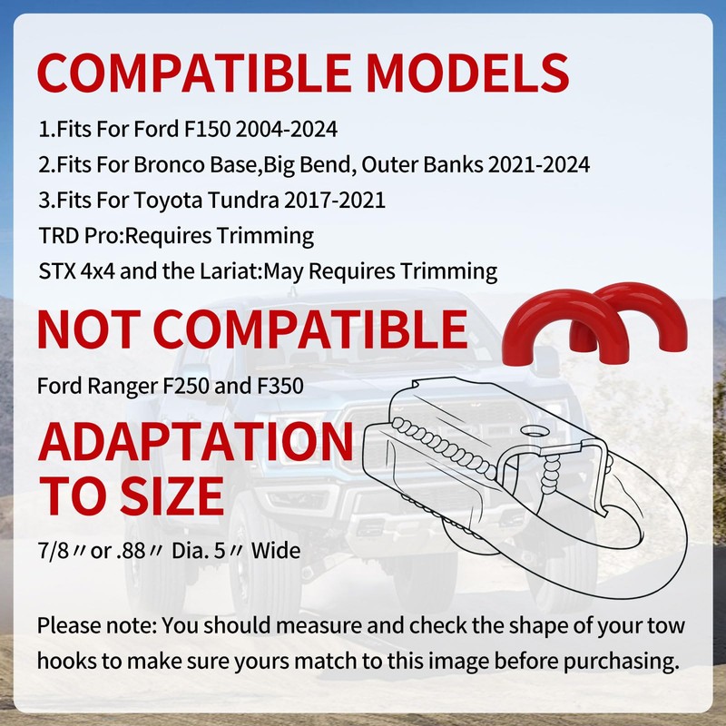 Tow Hook Covers Compatible with Ford F-150 Accessories (2004–2025), Ford