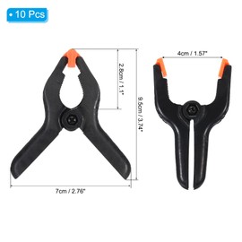 PATIKIL 3.5 Inch Spring Clamps, 10 Pack Plastic Flexible Anti-Slip Strong Backdrop Clamp Clips for Stand DIY Project Photography Studio Craft, Black