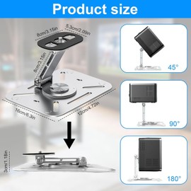 ANBOO Beamer Ständer,360° Drehbar Höhenverstellbar, Doppel-Kugelkopf Projektor Standfuß, Faltbar Tragbar für Tisch/Wand, Kompatibel mit meisten Beamern (Silber)