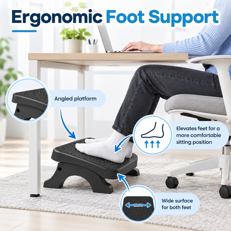 Ergonomic Under Desk Footrest for Office & Home – Foot