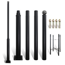 Street Light Pole 13ft Tall, Black Outdoor Galvanized Heavy-duty Metal Solar Street Lamp Post, Suitable for Outdoor Street and Courtyard Lighting Fixtures with Mounting Rebar Cage (13 FT 114+76mm)