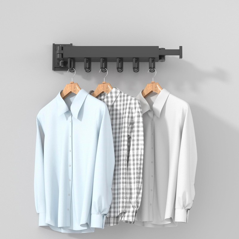 iMonse Wall Mounted Clothes Hanger Rack Folding Wall Mounted Clothes