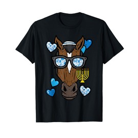 Hanukkah Horse Face Menorah Chanukah Jewish Women Men Kids T-Shirt
