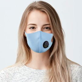 NUÜR 2 Pcs Reusable Face Mask, with Air Valve and Ear Loops, Breathable, Soft, Washable, Durable for Everyday Public Use, Blue