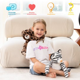 MorisMos White Tiger & Cheetah Stuffed Animal Duo for Kid Couple Twin,Freezable & Microwavable Stuffed Animal for Comfort, Heating Pads Plush Tigger & Leopard Toy Gift/Decor