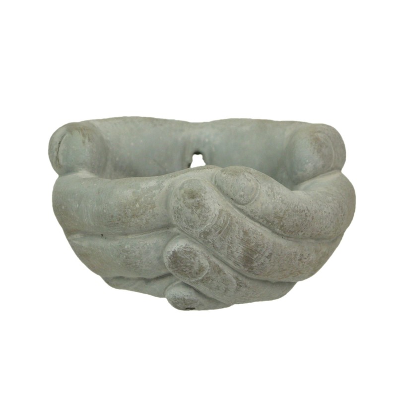 MayRich Company Cement Cupped Hands Wall-Mountable Planter & Birdfeeder –