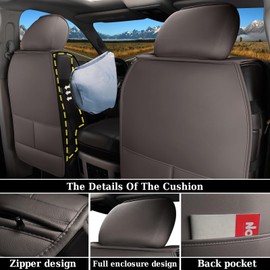 Coverado Leather Car Seat Covers, Waterproof Dooge Ram 1500 Seat Covers Compatible with 2002-2024 Dodge Ram 1500 2500 3500 with Flat Bench (Full Set, Black)