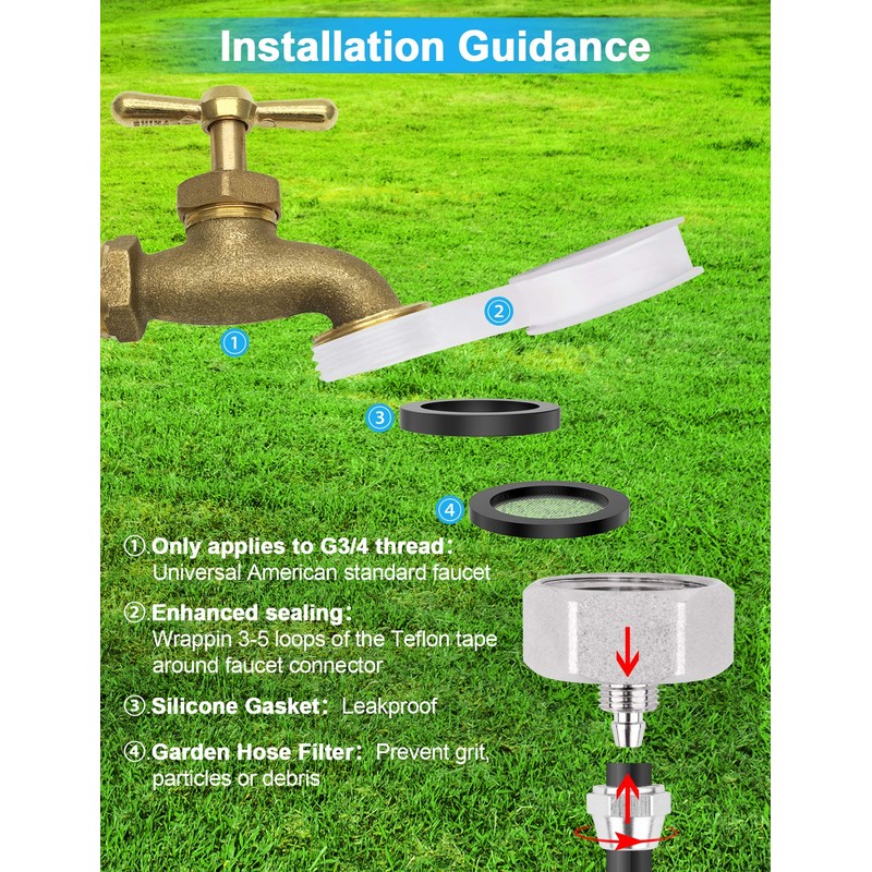 Lekit Misters for Outside Patio 27.5FT(8.4M)+8 Brass Mist Nozzles+a Brass
