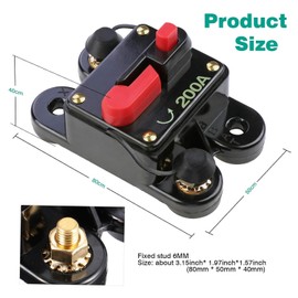 MiJunHD Circuit Breaker 200A Home Solar System Waterproof Reset Fuse Inverter 12V 24V 48VDC for Solar Home System Overload Protection