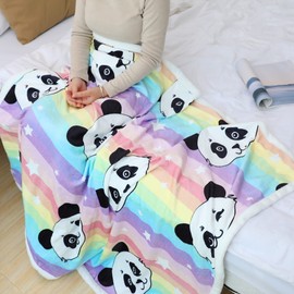 Sviuse Rainbow Panda Throw Blanket Flannel Fleece Blanket Cartoon Pandas Pattern Lightweight Throw for Bed Sofa Travel Kids Boys and Girls Gifts for Panda Lovers (50" X 60") (Rainbow Panda)
