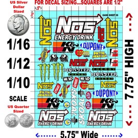 Clear Vinyl R/C Racing Sponsor Sticker Gang Sheet 56-1/24 – 1/16th Scale Model Decal Sticker Sheet Radio Control Lexan Body – Die-Cut to Shape - Peel & Stick – Water Slide