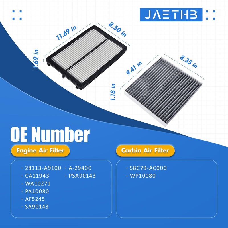 Engine & Cabin Air Filter Kit for Hyundai Palisade 3.8L