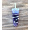 AMETHYST FLAT PENCIL FANCY WIRE WRAPPED PENDANT GEMSTONE