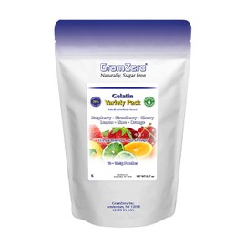 GramZero Variety (Raspberry, Strawberry, Cherry, Lemon, Lime, Orange) Sugar Free Gelatin Mix 12-Pack, Zero Carb Dessert, Stevia Sweetened